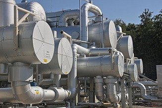 Photo of an industrial installation featuring STRABAG Umwelttechnik equipment